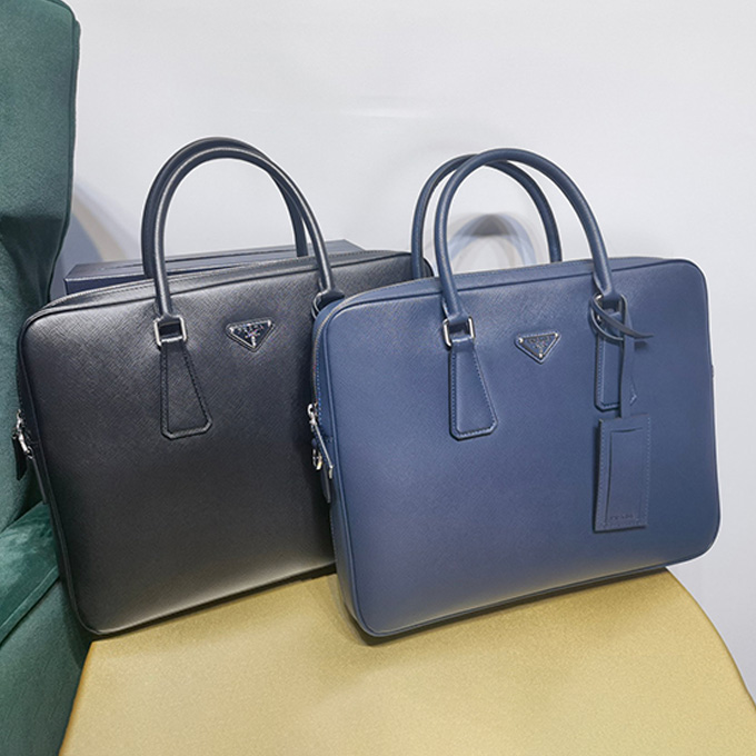 prada saffiano leather zipper briefcase #2VE368